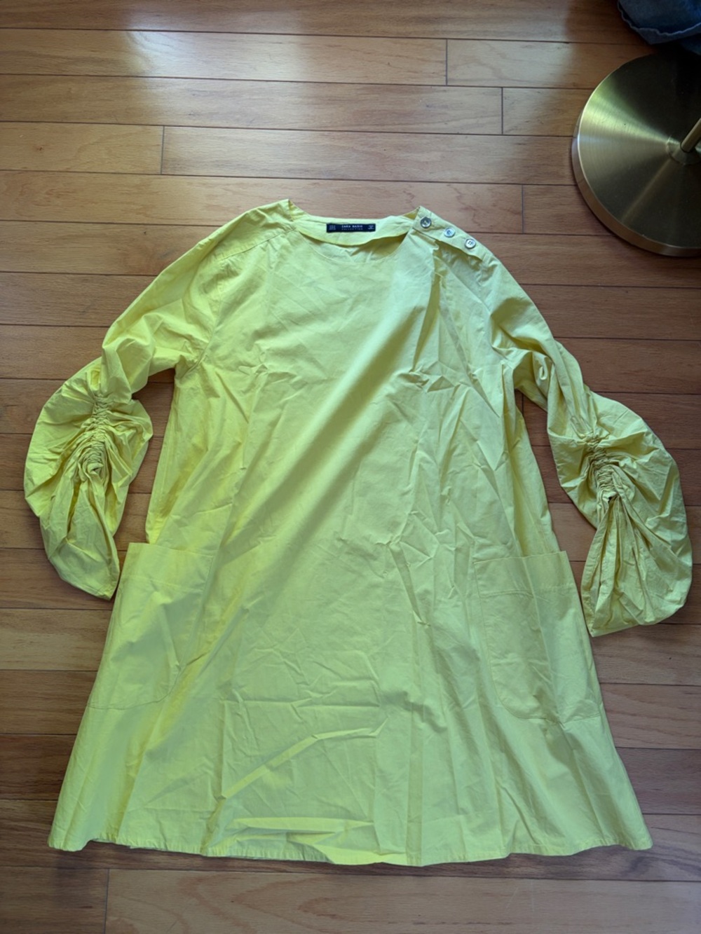 Zara Basic Lemon Yellow Poplin Dress